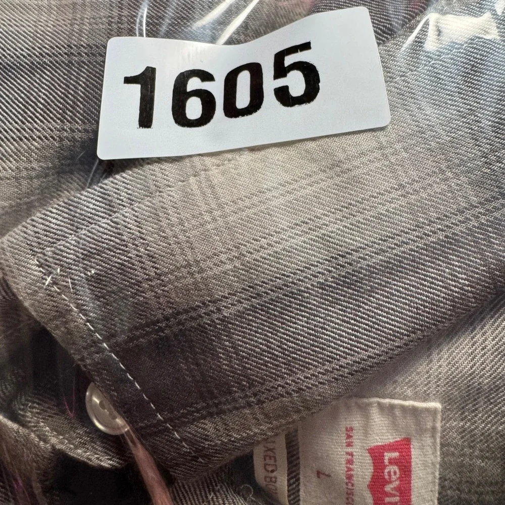 Levis Shirt Mens Boxy Large Plaid‎ Button Shirt Brown Tan Long Sleeve Cream